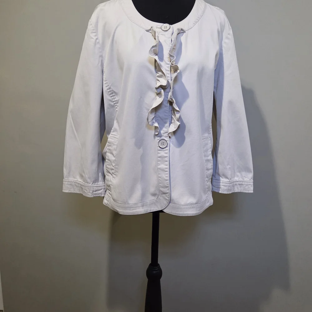 Talbots Cream Ruffle Jacket - Picture 2 of 5